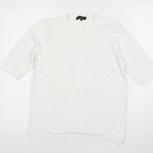 Jaeger Women's White 3/4 Sleeve Top L