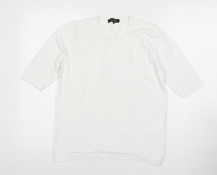 Jaeger Women's White 3/4 Sleeve Top L