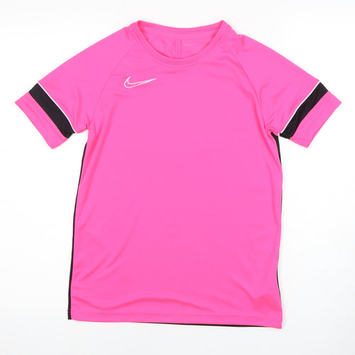 Nike Girls Pink Black Short Sleeve Jersey Sports Top 11-12 Years