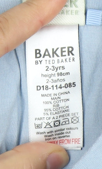 Baker by Ted Baker Boys Blue Cotton Jogger Trousers 2-3 Years