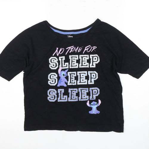 Disney Women's Black XS Stitch Graphic Pyjama Top