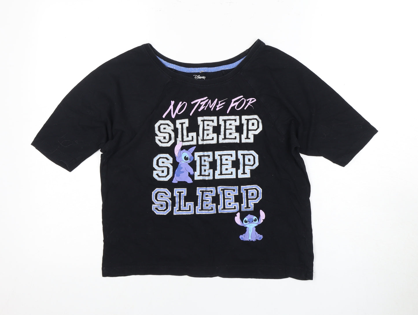 Disney Women's Black XS Stitch Graphic Pyjama Top