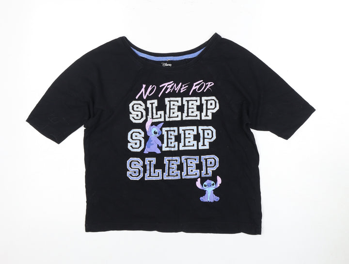 Disney Women's Black XS Stitch Graphic Pyjama Top