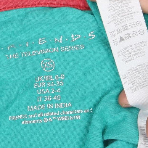 Friends Women's Green XS Crew Neck T-Shirt Pyjama Top