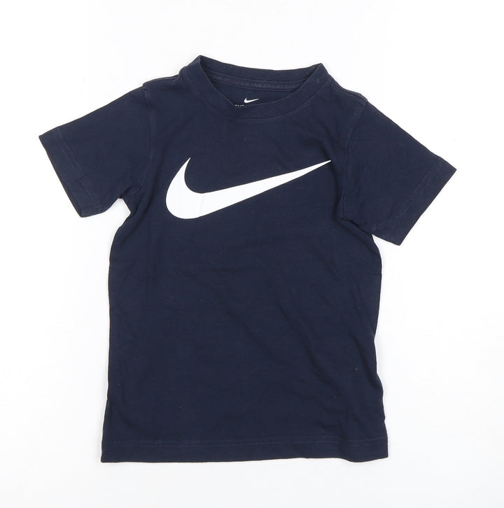 Nike Boys Blue T-Shirt 4-5 Years Athletic Logo Crew Neck