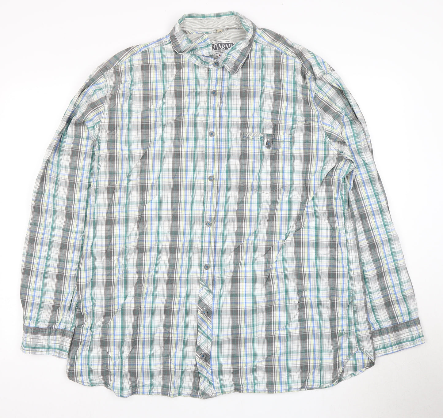 Mantomy Men's Green Plaid 2XL Casual Long Sleeve Shirt