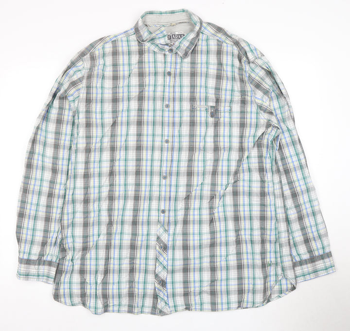 Mantomy Men's Green Plaid 2XL Casual Long Sleeve Shirt