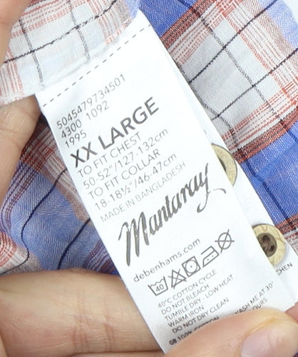 Mantaray Men's Blue Plaid Long Sleeve Shirt 2XL