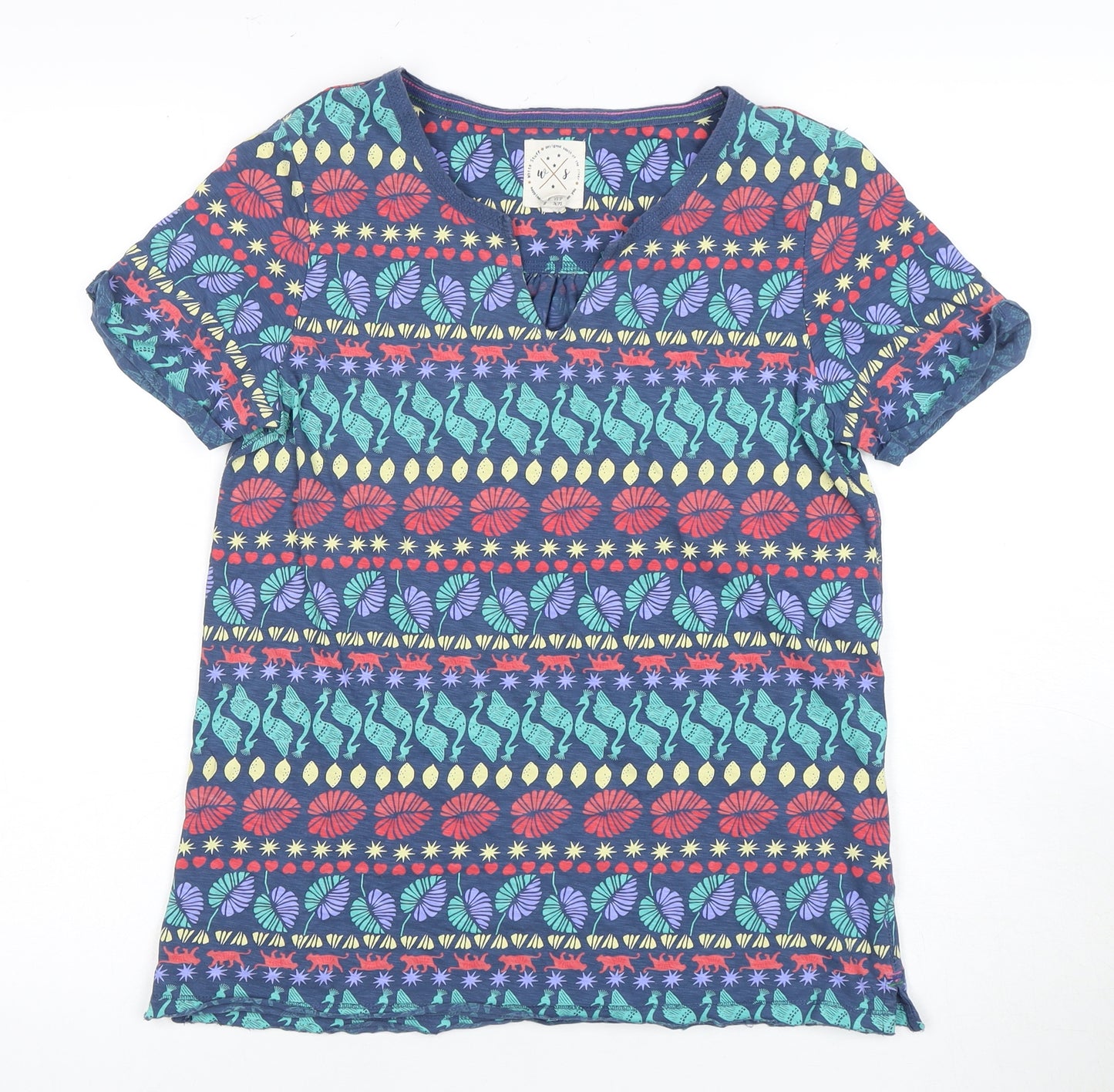 White Stuff Women's Multicoloured Floral T-Shirt - Size 8
