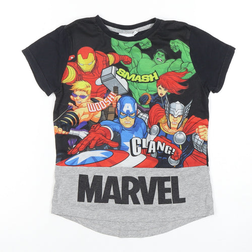 Marvel Boys Black Graphic T-Shirt 5-6 Years Superhero Style