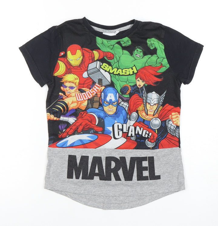 Marvel Boys Black Graphic T-Shirt 5-6 Years Superhero Style