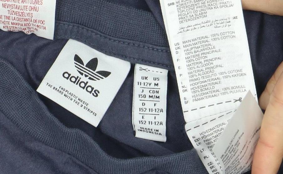 Adidas Boys Blue Graphic T-Shirt Size 12 Years