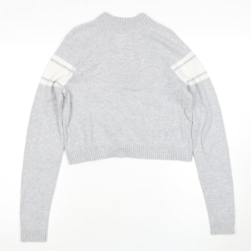 Hollister Women's Grey XS Mock Neck Full Zip Jumper