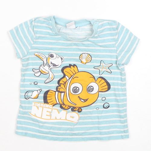 Disney Baby Blue Striped T-Shirt 12-18 Months