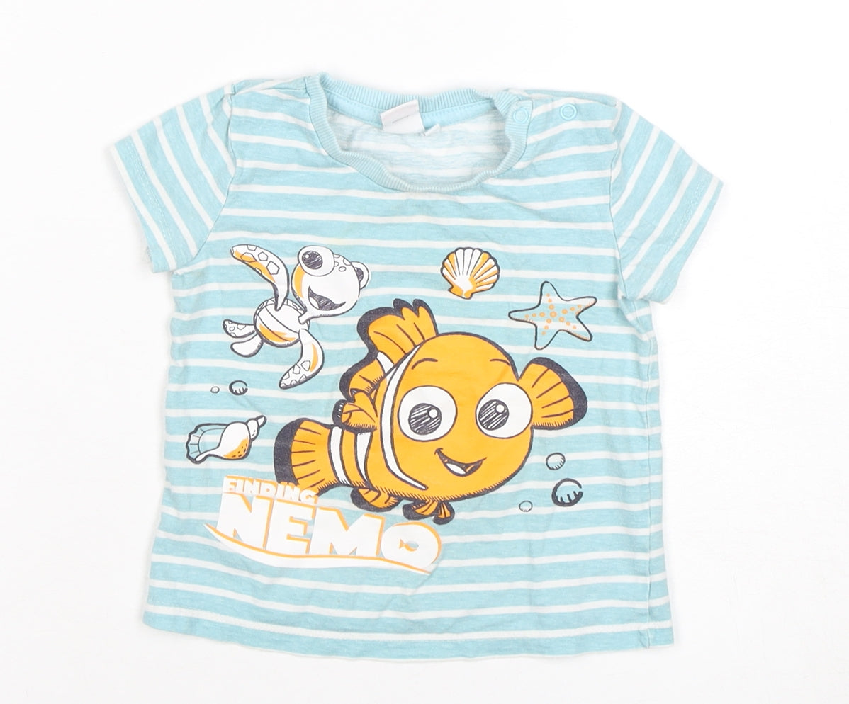 Disney Baby Blue Striped T-Shirt 12-18 Months