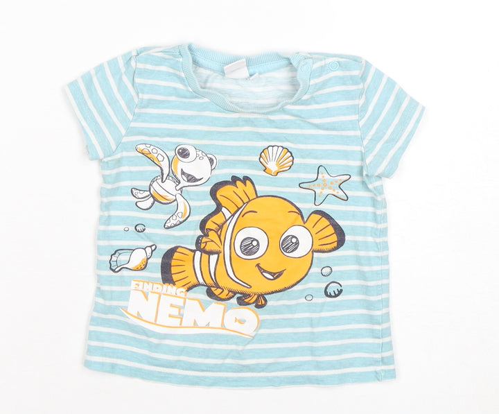 Disney Baby Blue Striped T-Shirt 12-18 Months