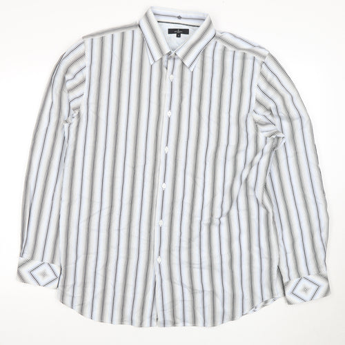Jeff Banks Men's L White Striped Dress Shirt