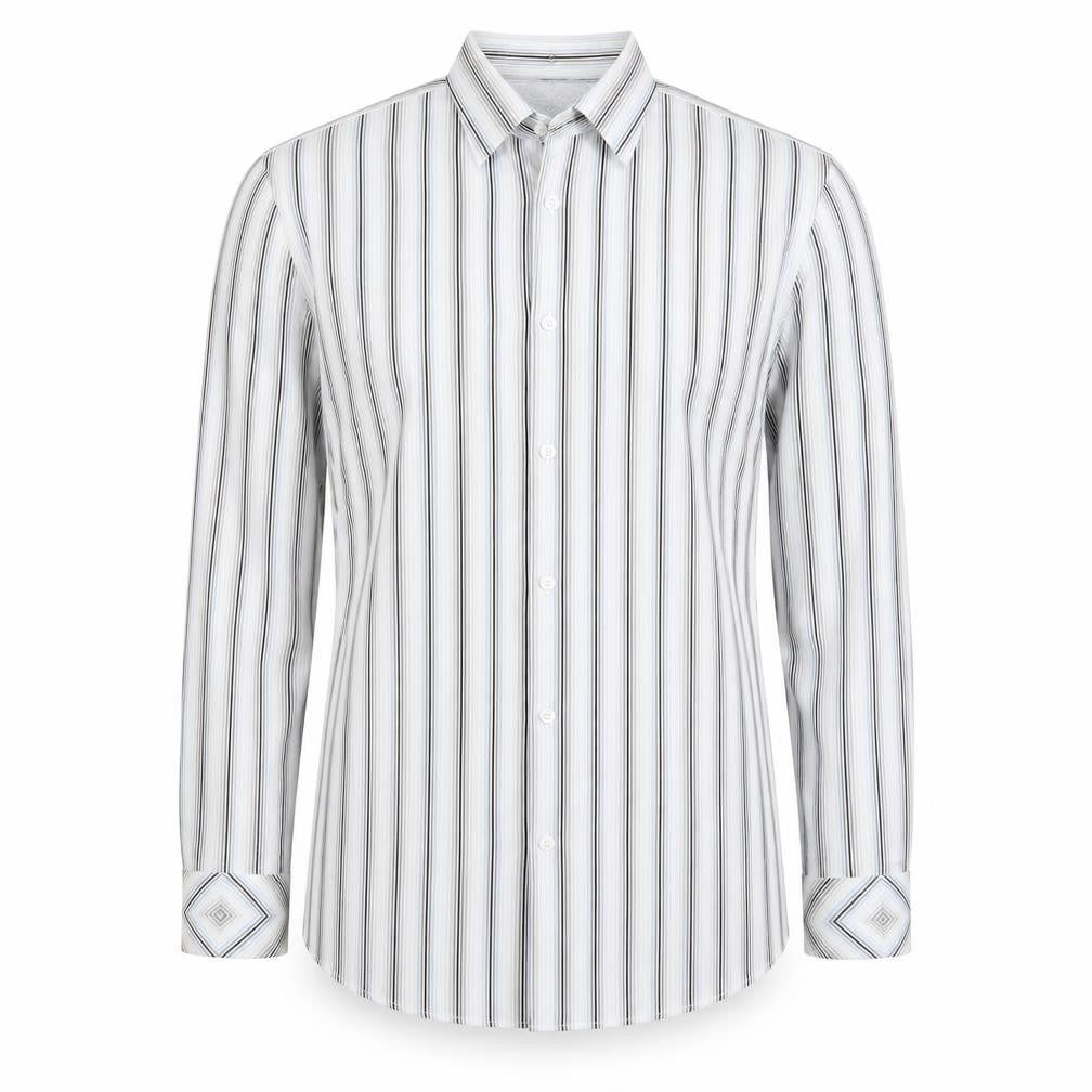 Jeff Banks Men's L White Striped Dress Shirt