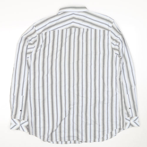 Jeff Banks Men's L White Striped Dress Shirt