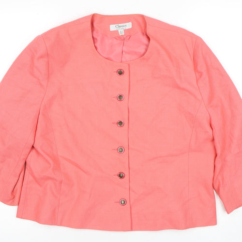 Classics Women's Pink Suit Jacket Size 16
