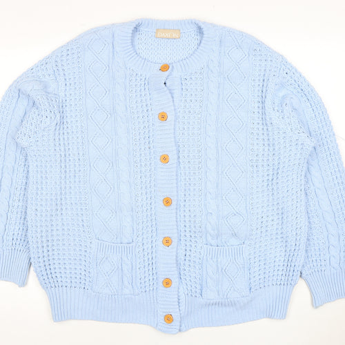 Daxon Women's Blue Cardigan Size 18/20, Button Accents
