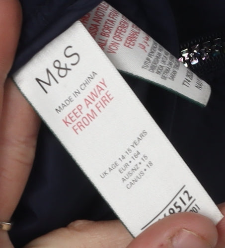 Marks and Spencer Girls Navy Puffer Jacket Size 14-16 Years