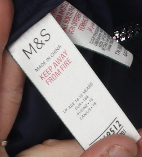 Marks and Spencer Girls Navy Puffer Jacket Size 14-16 Years