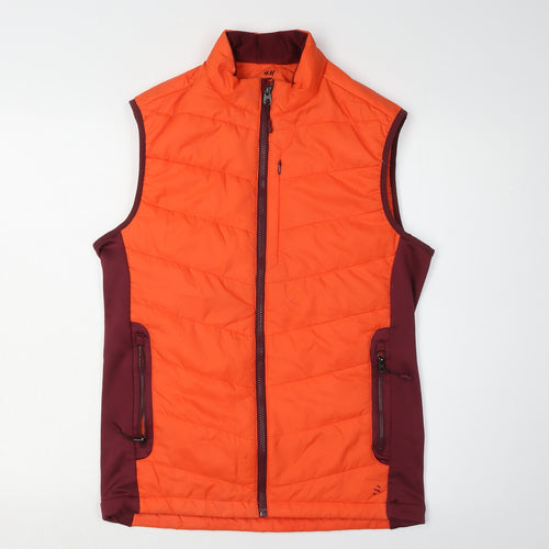 H&M Men's Orange Quilted Waistcoat Vest - Size S