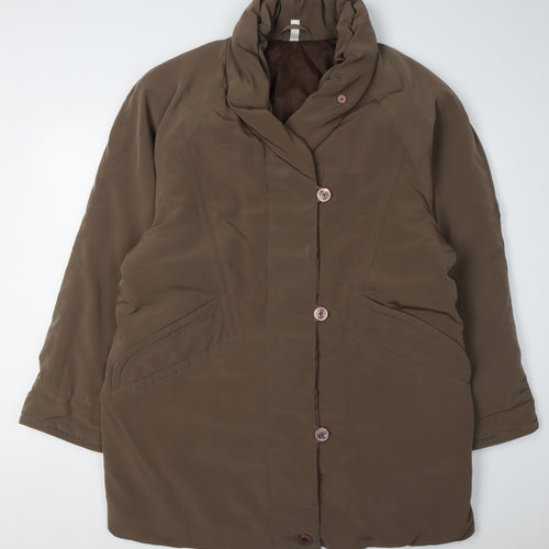 C&A Women's Brown Long Coat Size 18 with Button Closure
