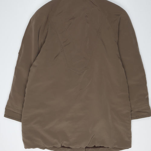 C&A Women's Brown Long Coat Size 18 with Button Closure