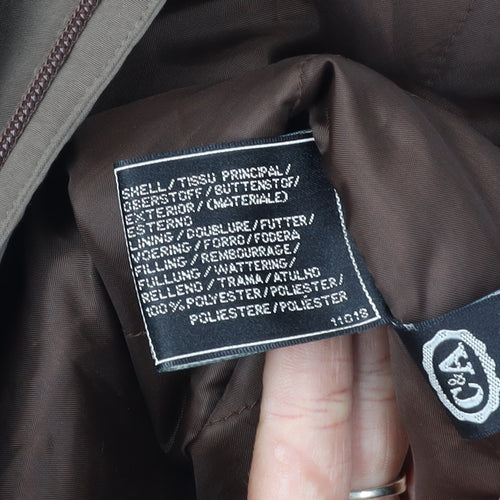 C&A Women's Brown Long Coat Size 18 with Button Closure