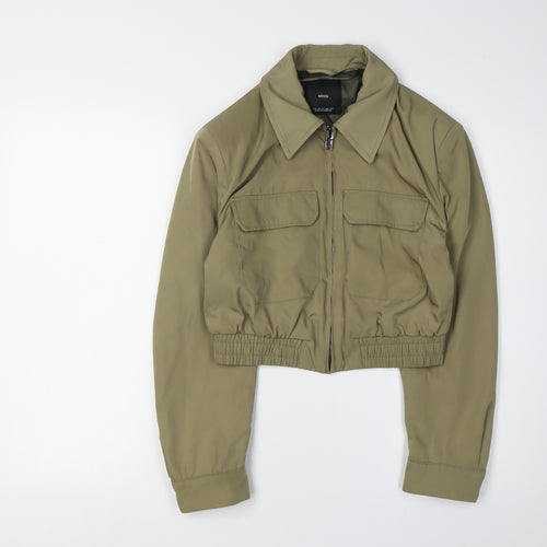 MNG Women's Green Bomber Jacket XS, Casual Spring Style