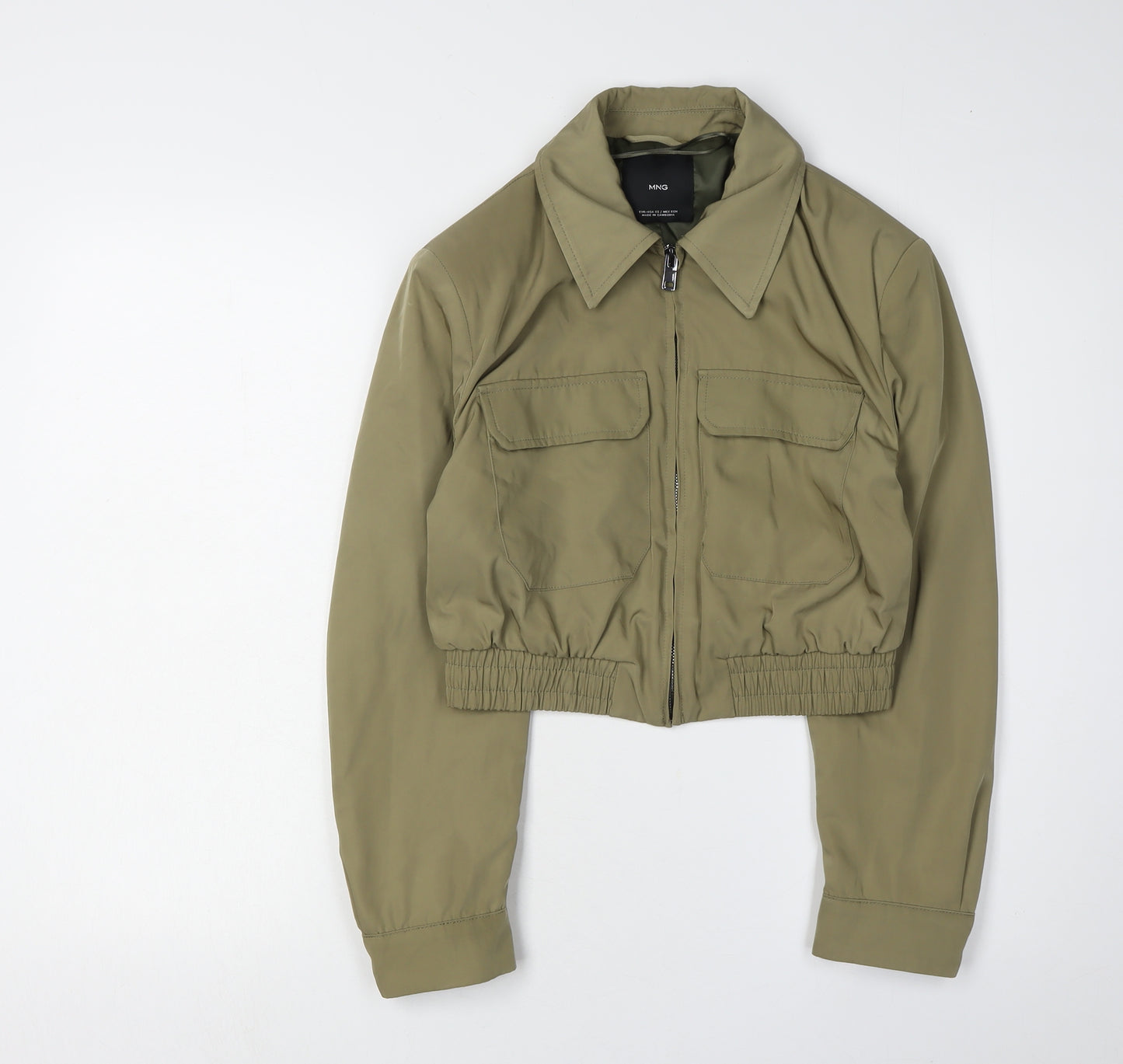 MNG Women's Green Bomber Jacket XS, Casual Spring Style