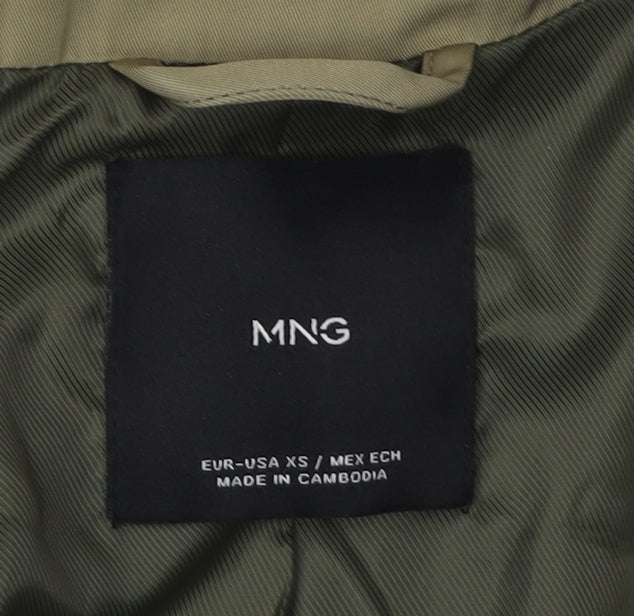 MNG Women's Green Bomber Jacket XS, Casual Spring Style