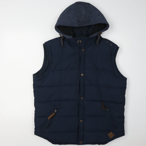 Next Men's Blue Hooded Puffer Waistcoat Size L