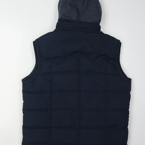 Next Men's Blue Hooded Puffer Waistcoat Size L