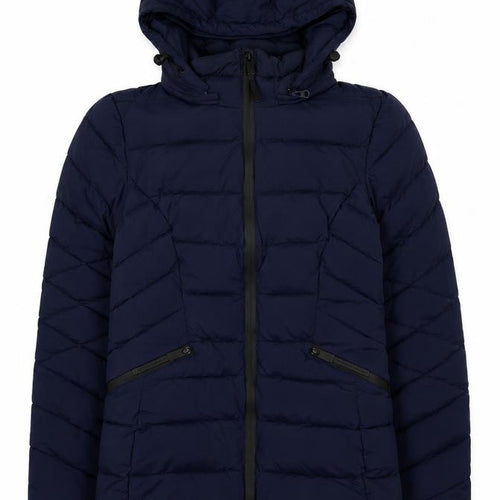 Marks and Spencer Girls Blue Puffer Jacket Age 8 Hooded Lightweight