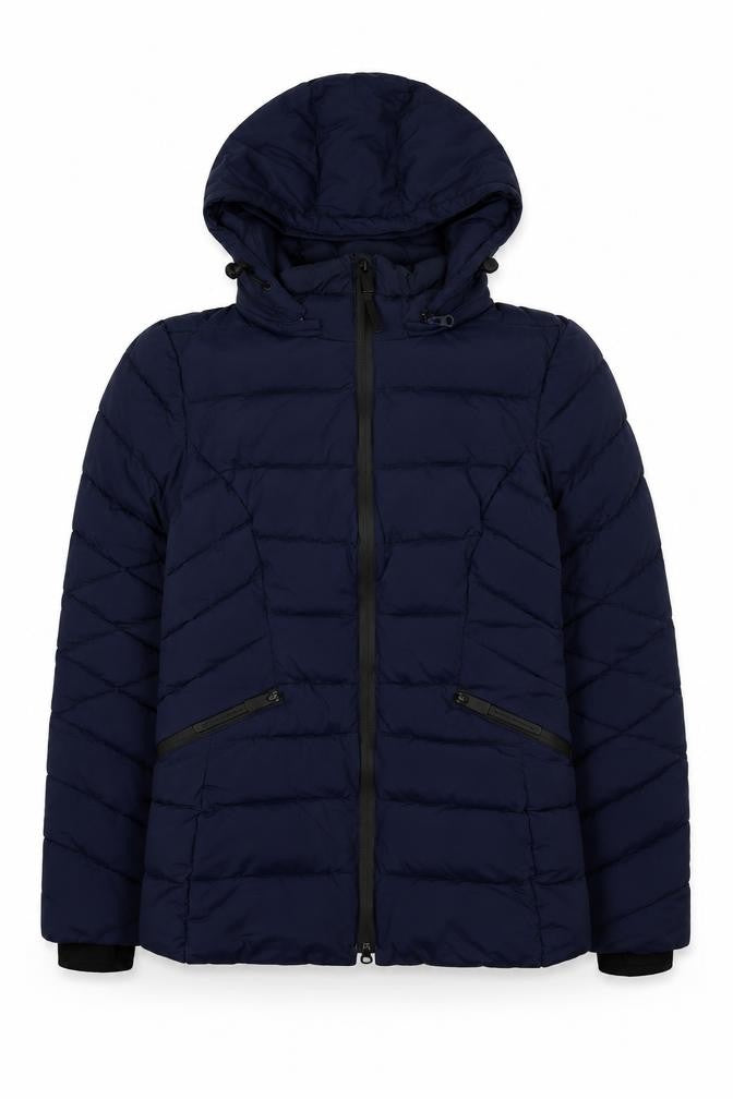 Marks and Spencer Girls Blue Puffer Jacket Age 8 Hooded Lightweight