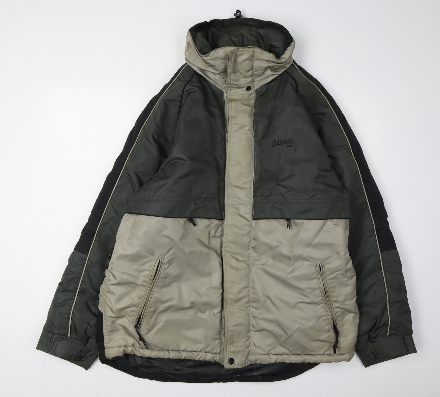 Schott NYC Men's Green Parka Jacket M Zipped Pockets