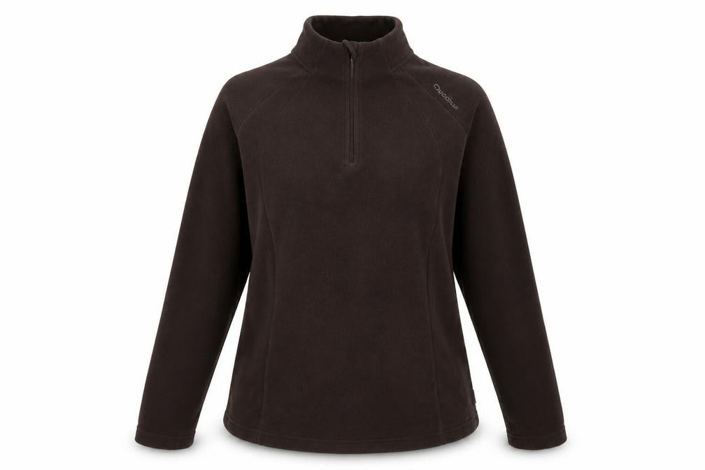 Front view of Decathlon Women's Brown Fleece Zip Sweatshirt, size 16
