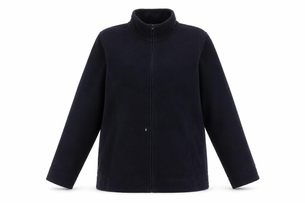 Front view of EWM Women's Black Basic Jacket, size M, Full Zip Casual