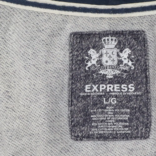 Express Men's Grey Full Zip Hoodie L Size