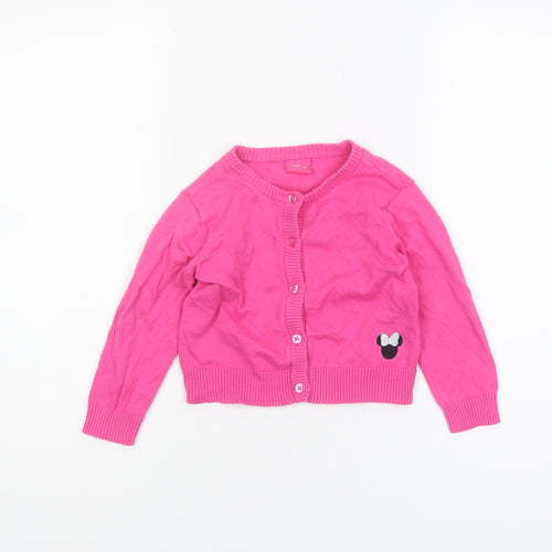 Disney Girls Pink Cardigan 3 Years Button Closure Casual