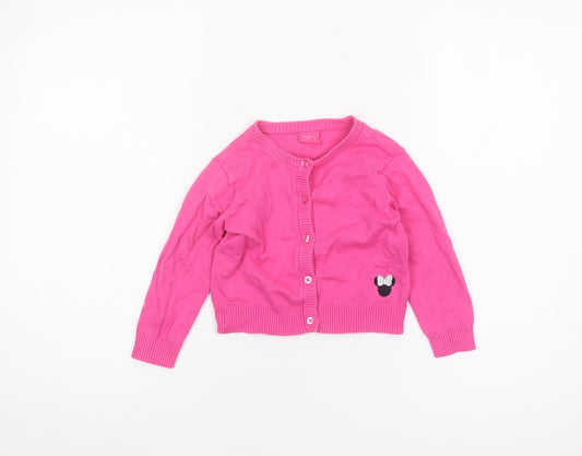 Disney Girls Pink Cardigan 3 Years Button Closure Casual