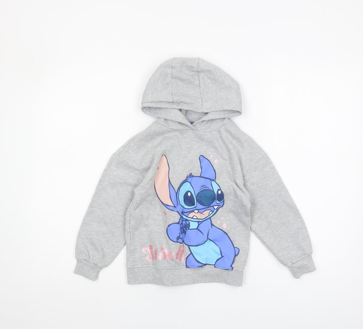 Disney Girls Grey Hoodie, Stitch, 5-6 Years, Casual Comfort
