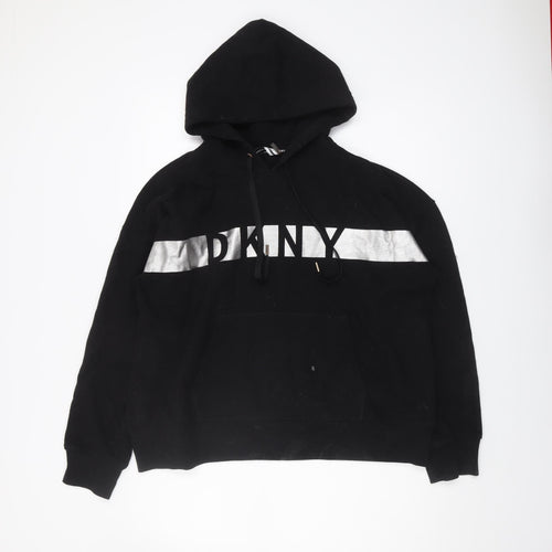 DKNY Women's Black Pullover Hoodie, Size L, Cotton Blend
