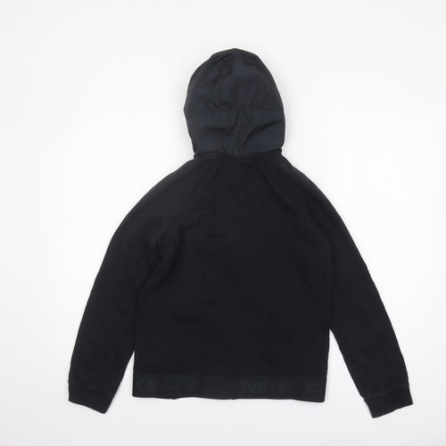 Nike Boys Black Full Zip Hoodie, L, Hooded, Logo Design