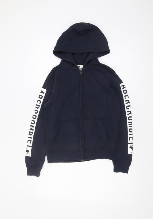 Front view of Abercrombie & Fitch Kids boys’ blue full zip hoodie 9-10 years