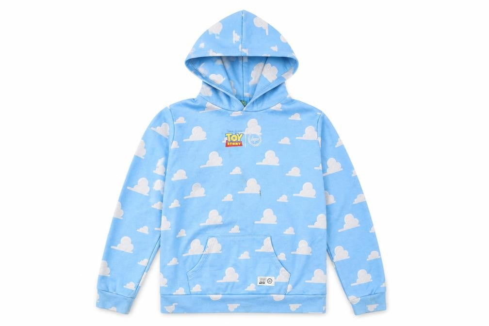 Front view of Hype boys’ blue toy story hoodie, 13 years, pullover