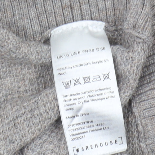 Warehouse Women's Grey Roll Neck Pullover Jumper Size 10